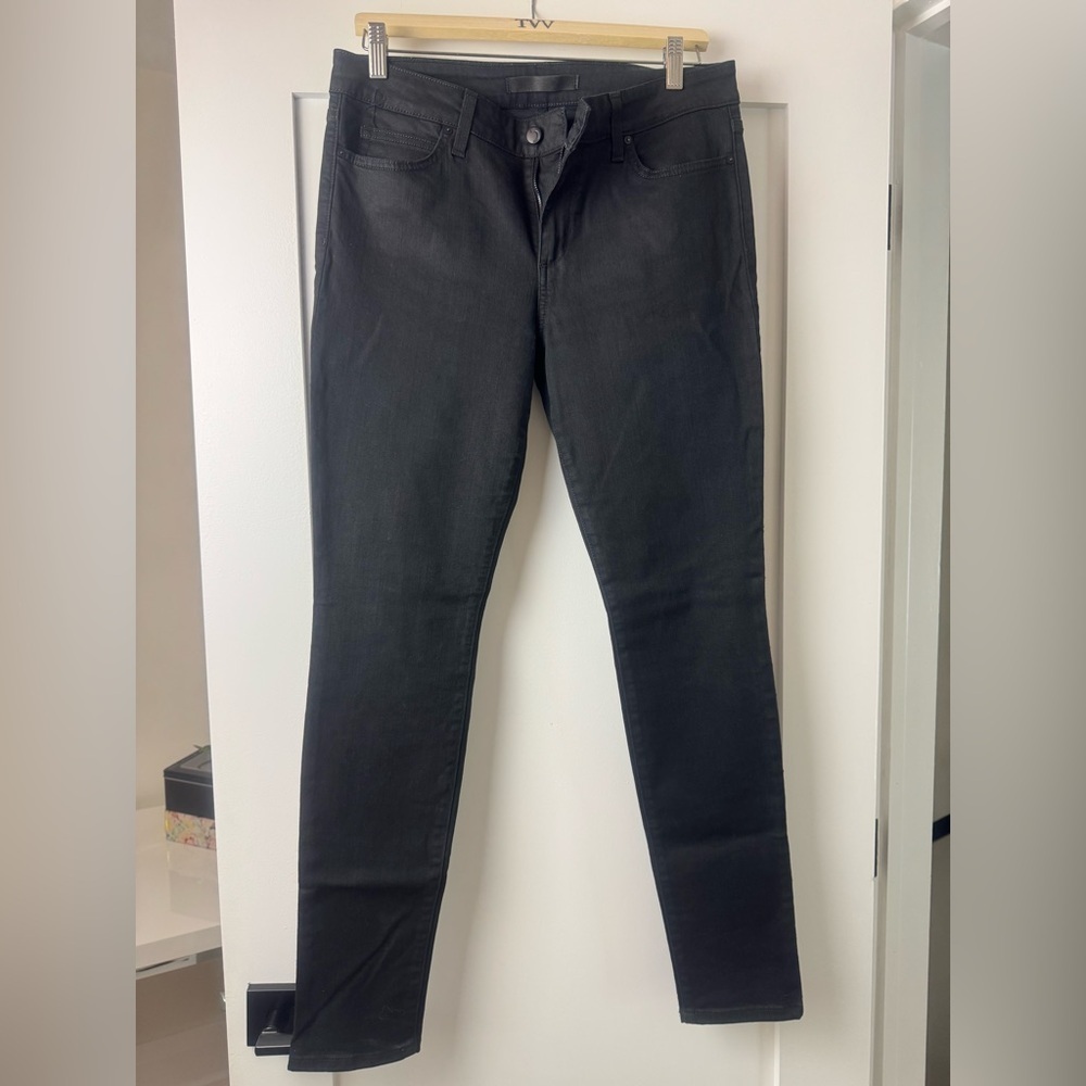 JOE’S Women’s Black Coated Mid Rise Skinny Slim Fit Jeans Size 30